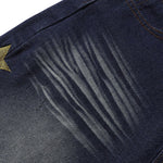 Star Print Washed Denim Capri Shorts