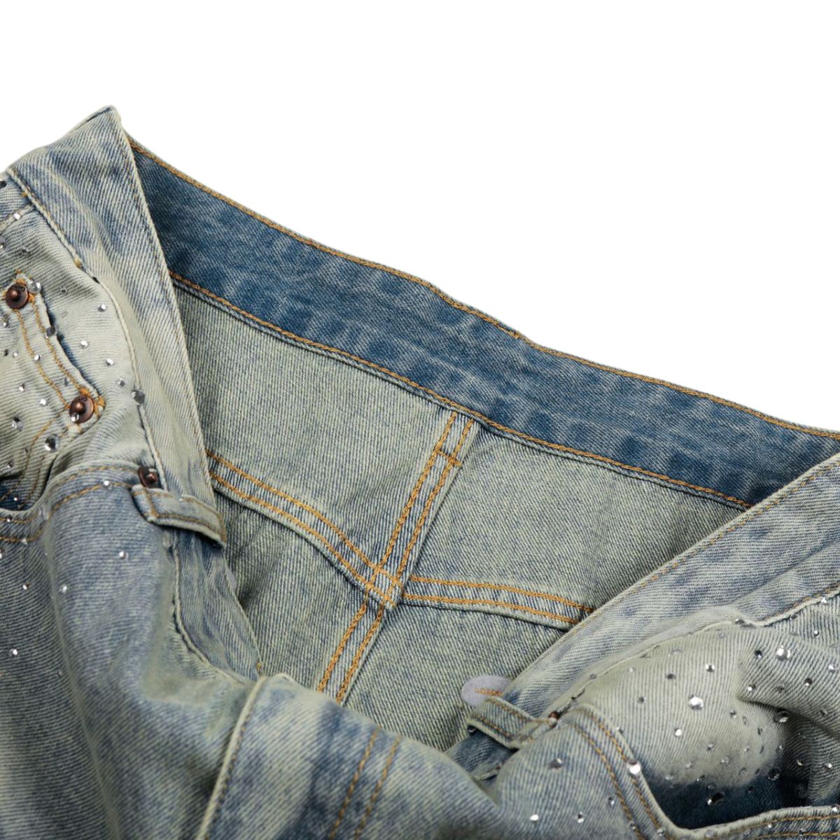 Rhinestone Washed Flare Jeans