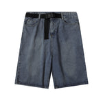 Built In Belt Mid Waist Denim Shorts