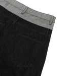 Two‑Tone Waistband Black Wide‑Leg Denim Jeans
