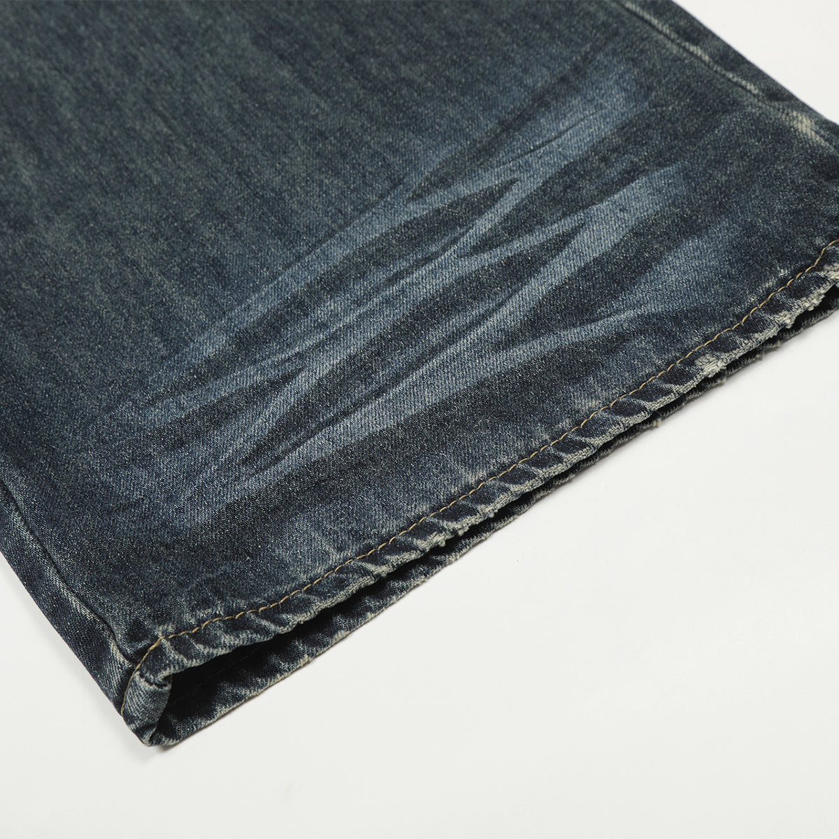 Faded Whisker Detailing Distressed Wide Leg Denim Jeans