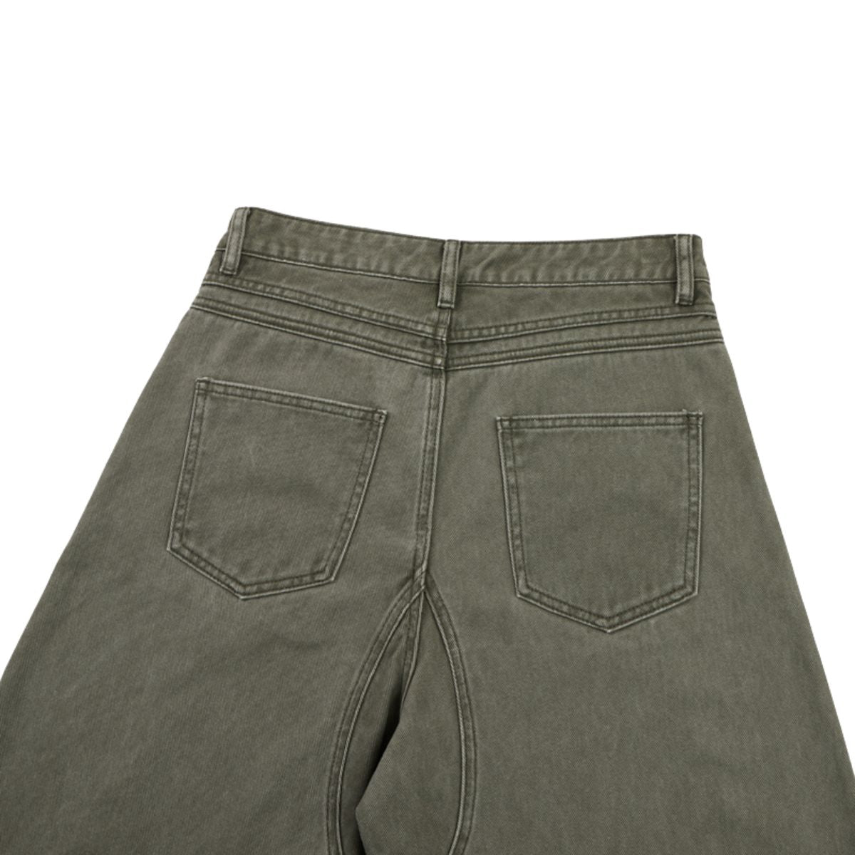 Vintage Washed Curved‑Seam Baggy Wide‑Leg Trousers
