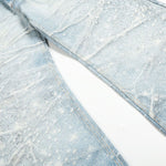 Rhinestone Lightning Bolt Vintage Wide Denim