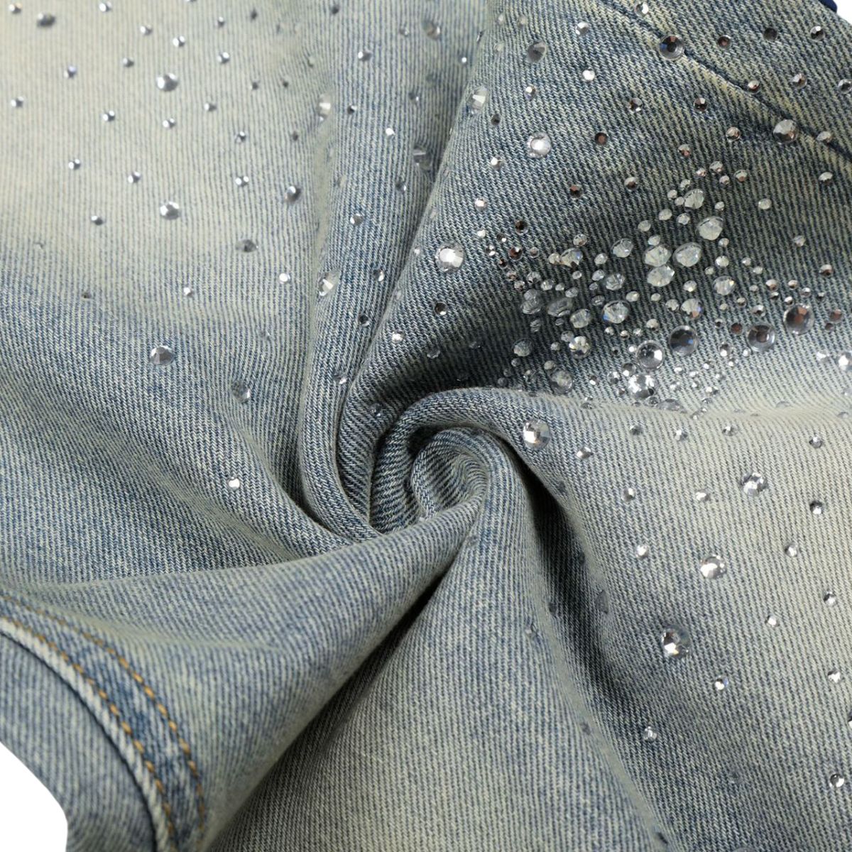 Rhinestone Washed Flare Jeans