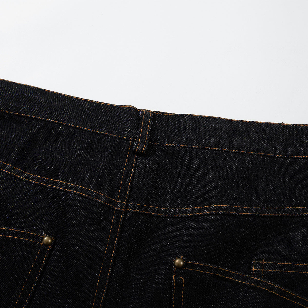 Wide Leg High Waisted Dark Denim Jeans Button Detail
