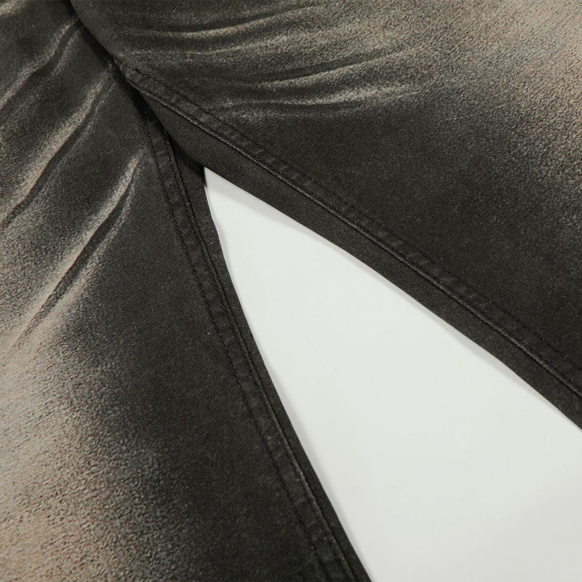 Premium High Street Washed Whisker Loose Straight Jeans