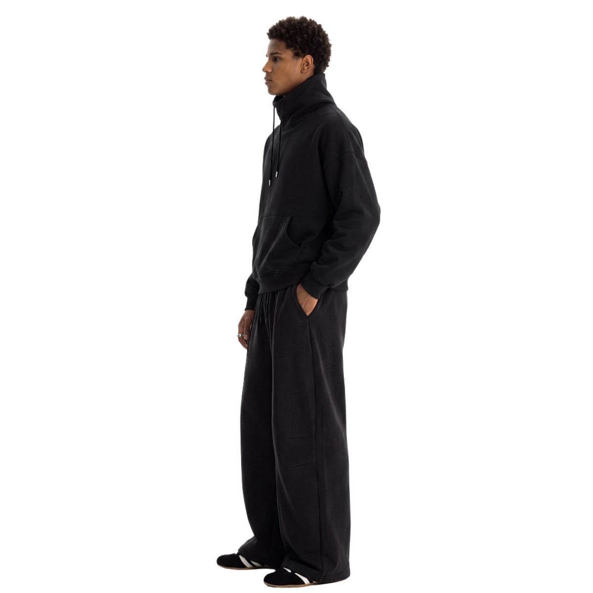 Heavyweight Drop‑Shoulder Relaxed Fit Drawstring Funnel Neck Sweatshirt