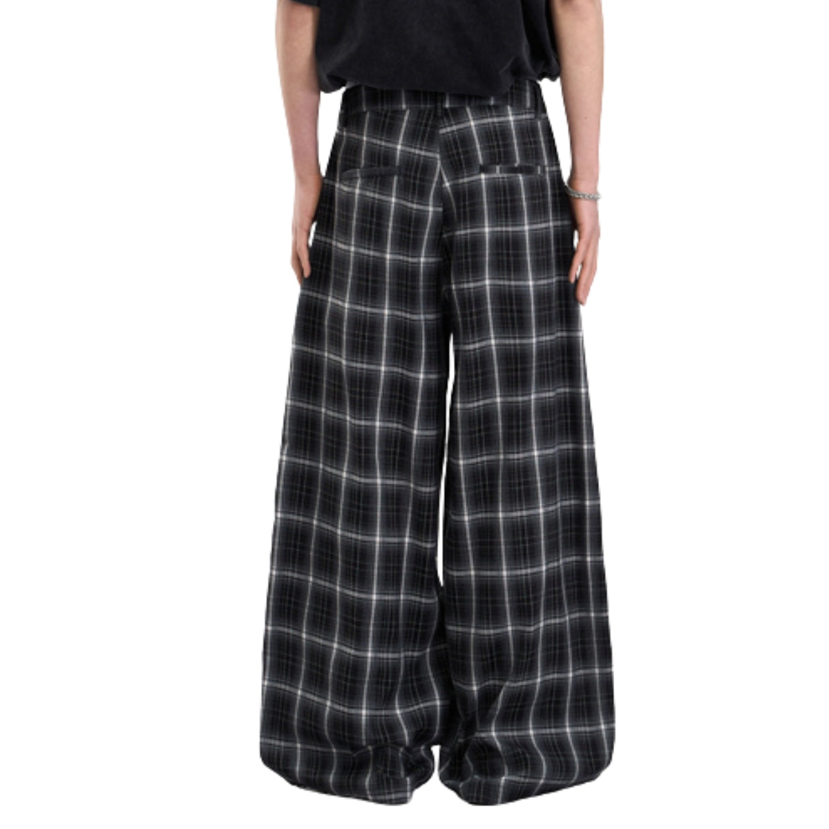 Vintage Hip-Hop Plaid High-Street Baggy Wide-Leg Trousers