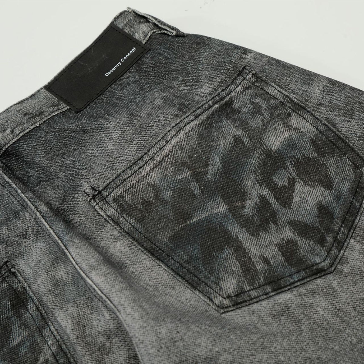 Hand-Rubbed Whisker Premium High Street Loose Straight Jeans