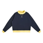 Mock Neck Sweatshirt With Contrast‑Color Stitching