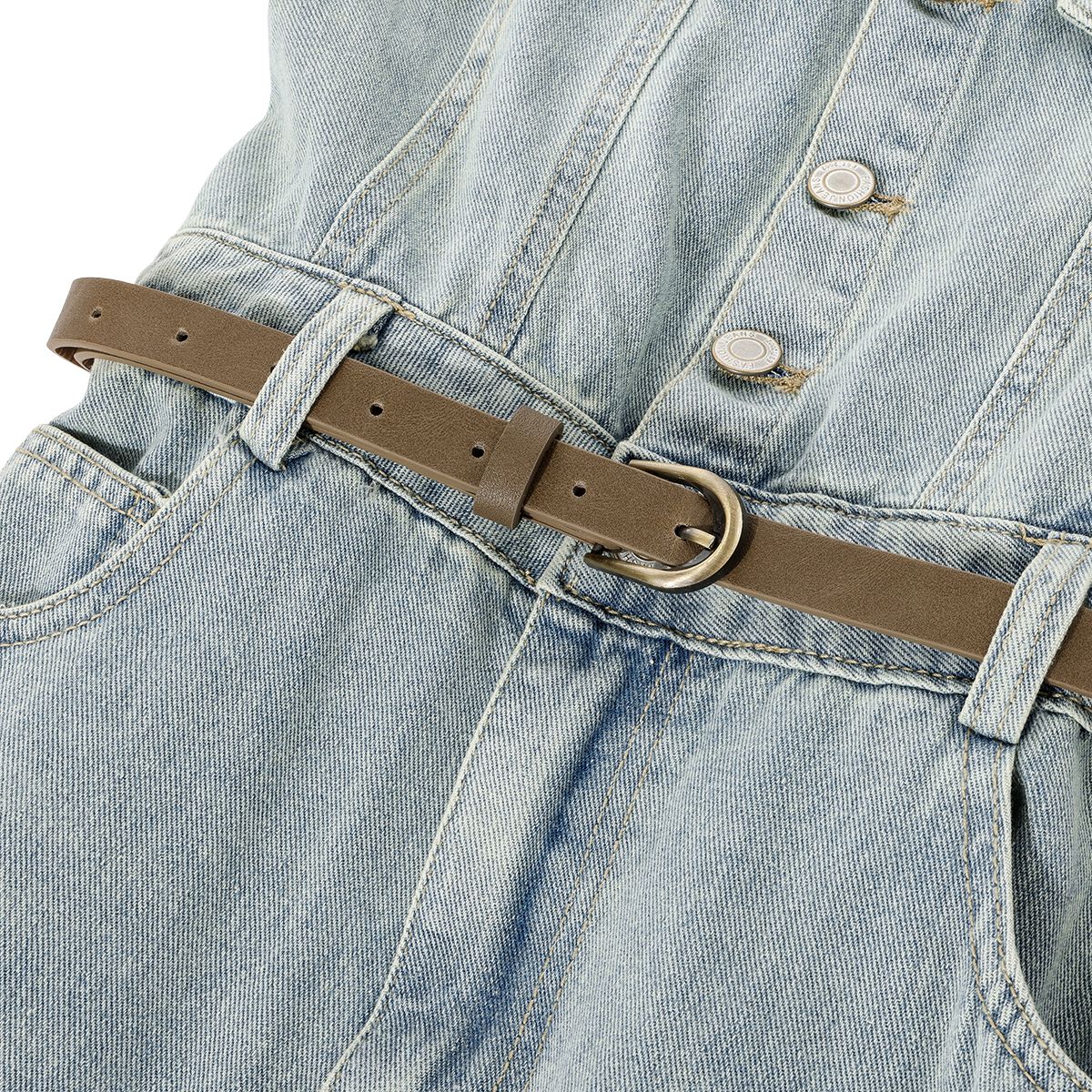 Falda vaquera con bordado de perlas y lavado vintage