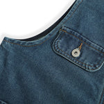 Relaxed V-Neck Denim Cargo Vest