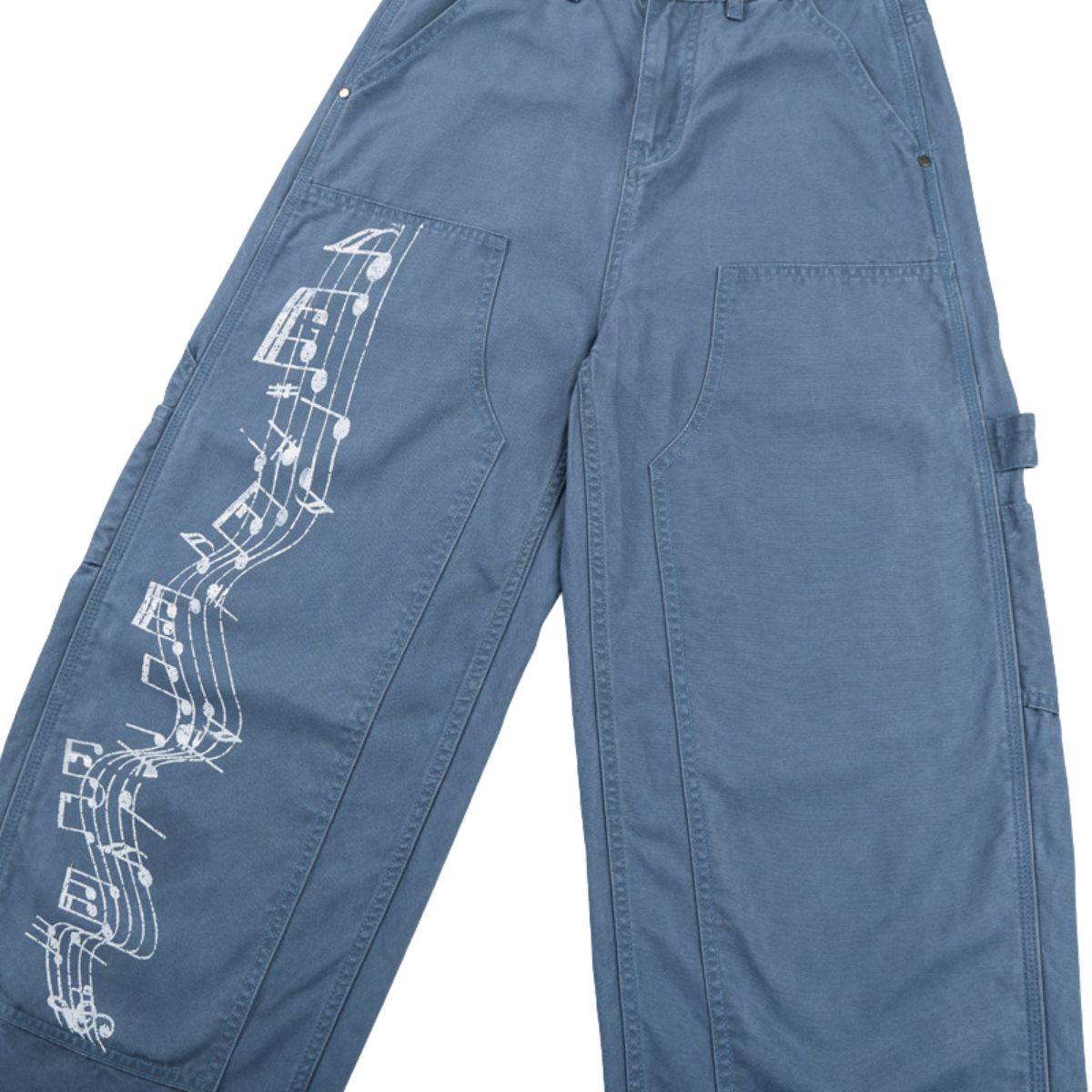 Printed Adjustable Waist Cargo Wide‑Leg Pants
