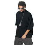 Relaxed Drop Shoulder Rib Hem BF Fit Casual Tee