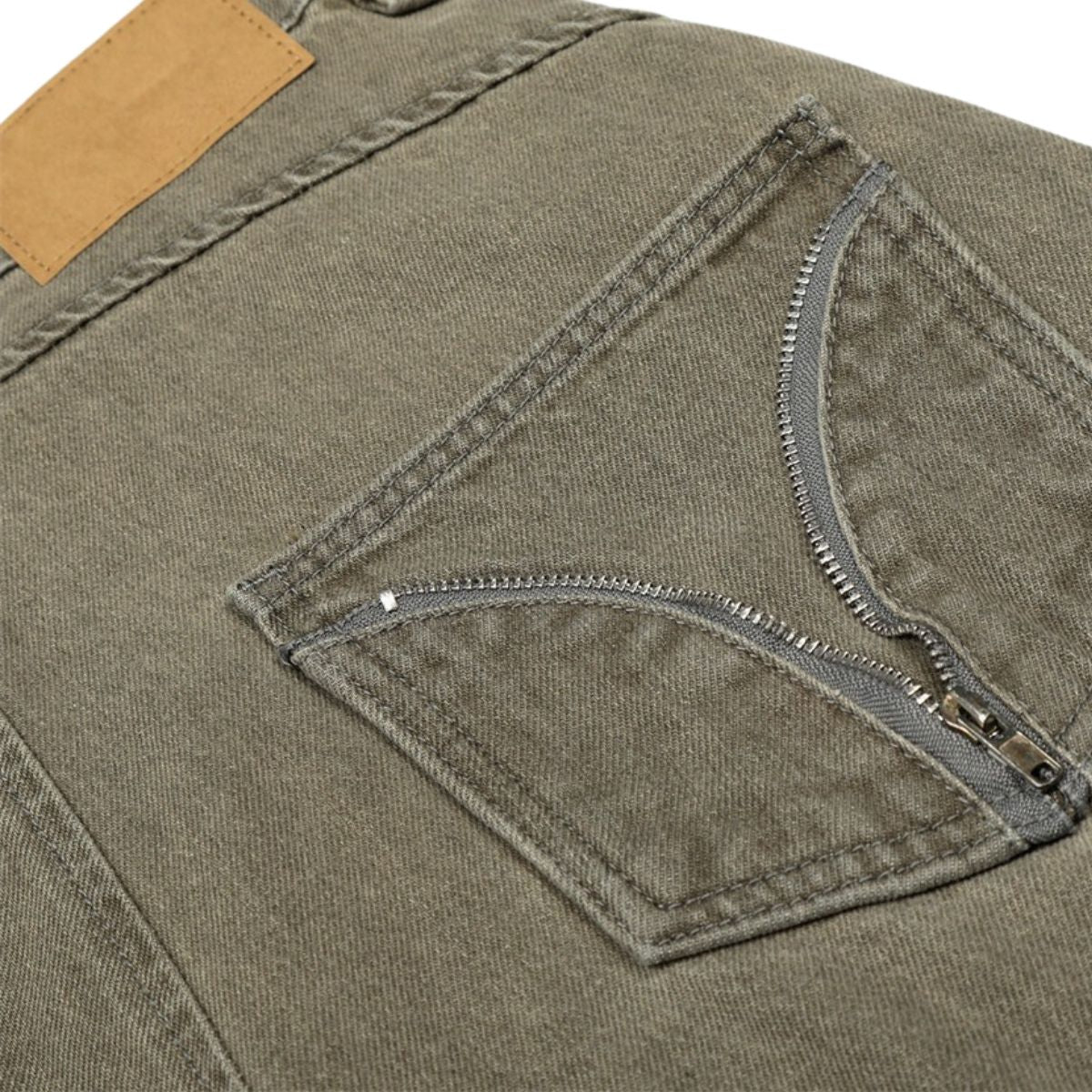 Men's American Street Curved Pants Washed Distressed Loose Wide Leg