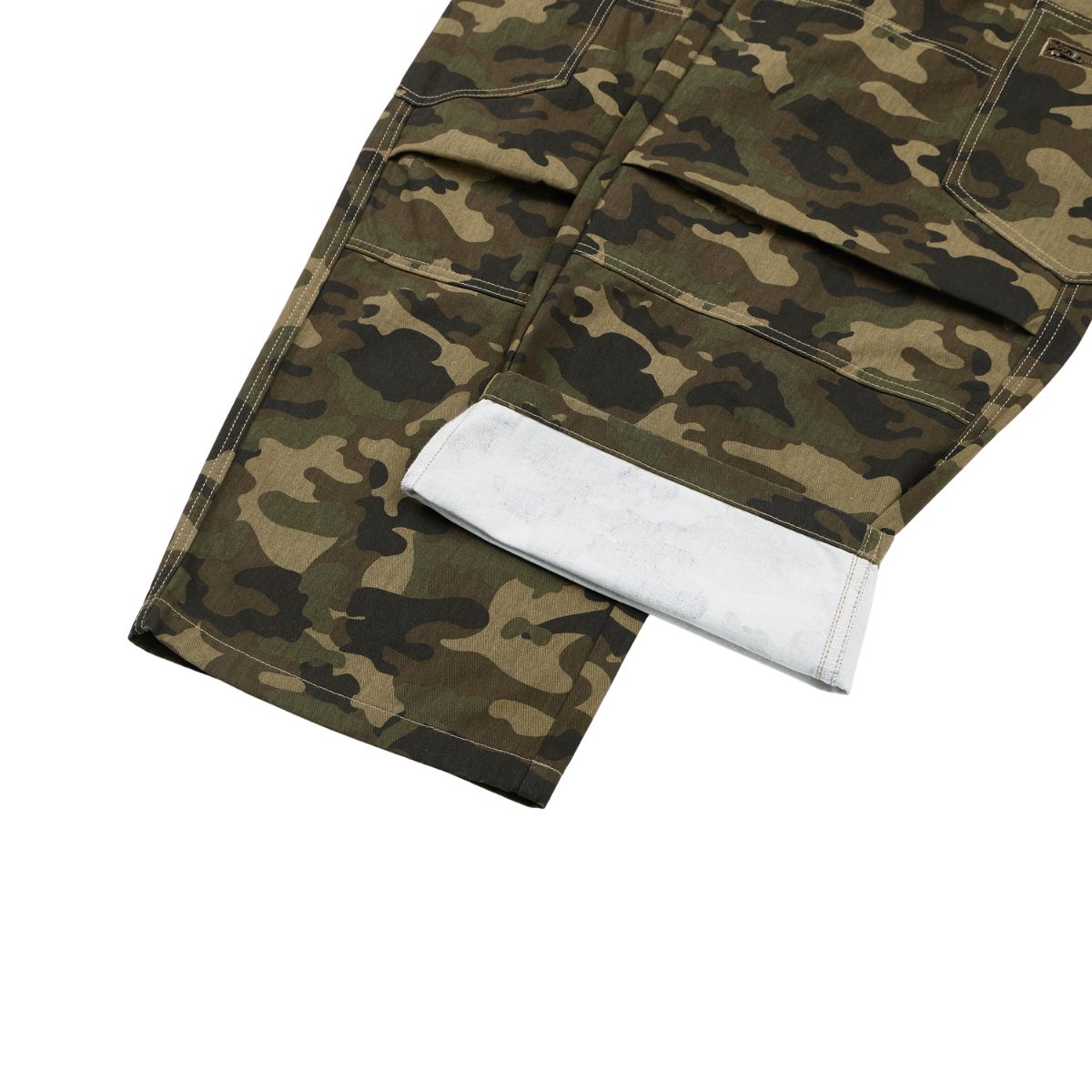 Camouflage Curved‑Blade Cargo Pants