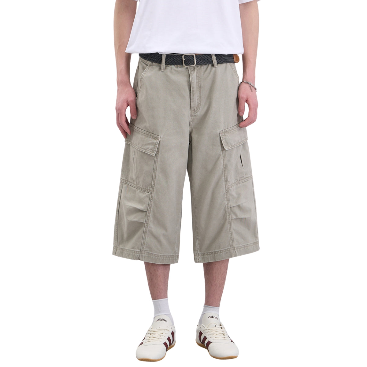 Vintage Washed Distressed Multi-Pocket Cargo Shorts