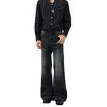 Vintage Washed Black Wide‑Leg Jeans