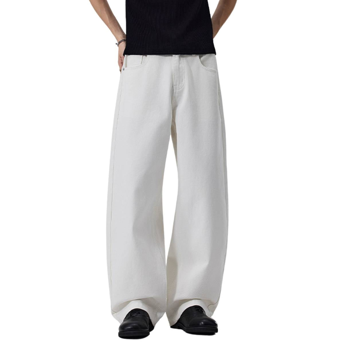 High Waist Structured Seam Relaxed Draped Wide Leg Pants