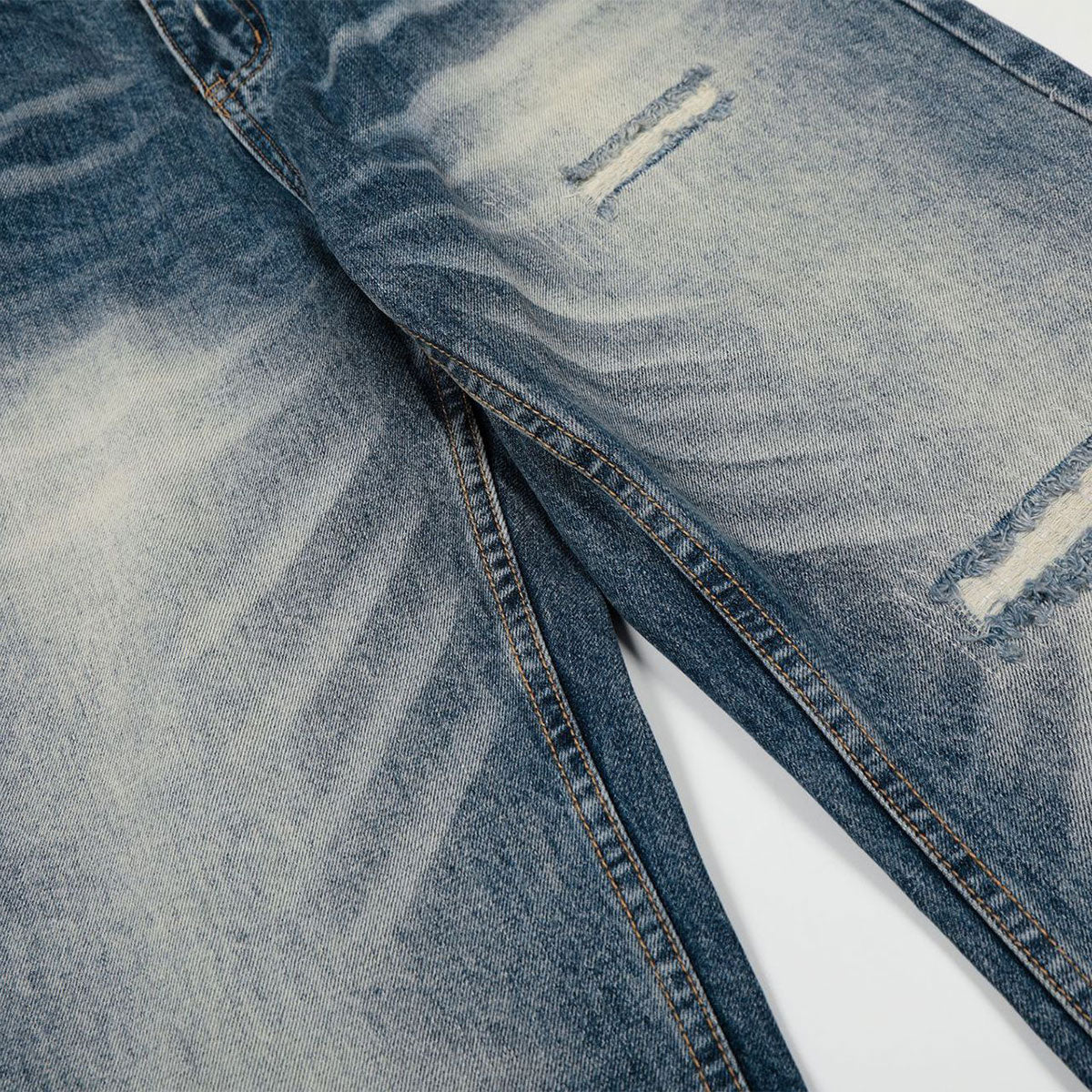 High Waist Wide Leg Distressed Faded Jeans