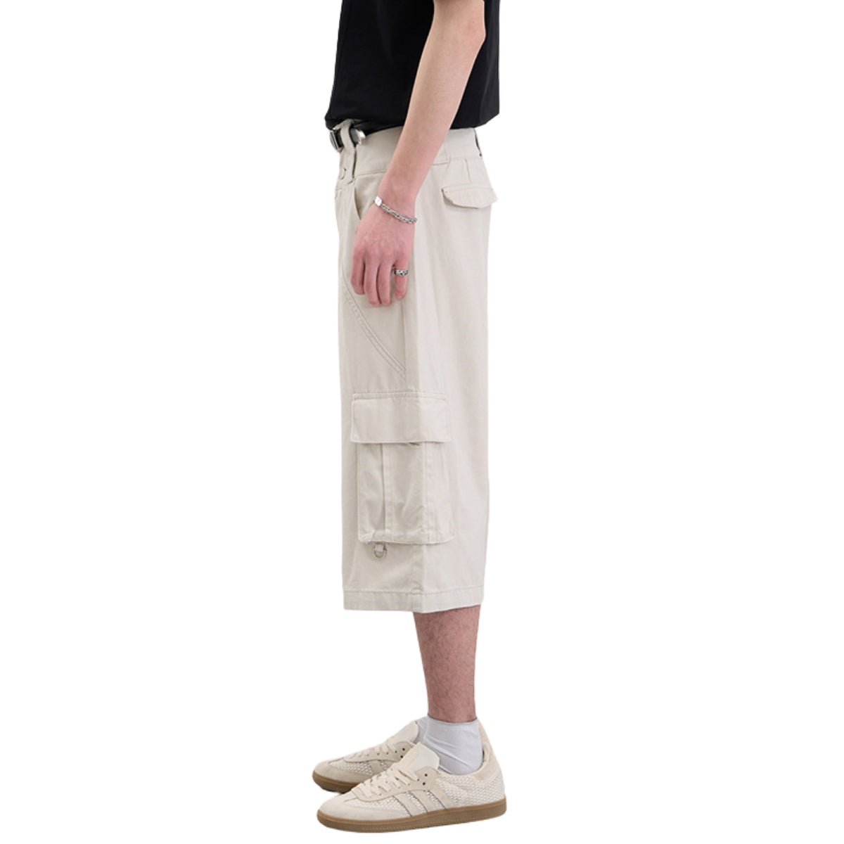 High-Waist Multi-Pocket Cargo Bermuda Shorts