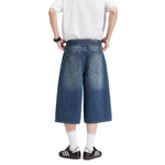 Retro Washed Denim Wide-Leg Bermuda Short