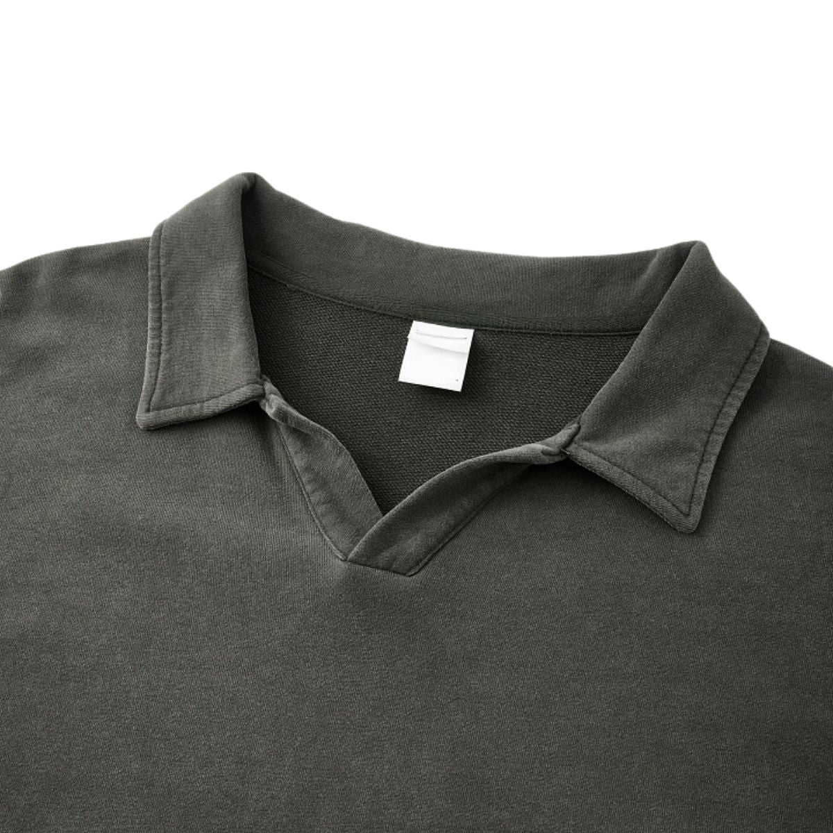 Seagull‑Collar Polo Vintage Washed Half‑Placket Sweatshirt