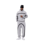 Snow Wash Broken-Seam Color Contrast Webbing Fleece Hoodie