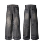 Vintage Whisker Wash Wide-Leg Jeans