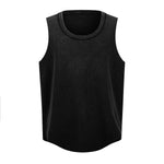 Wax-Dye Waffle Knit Vintage Washed U-Neck Vest