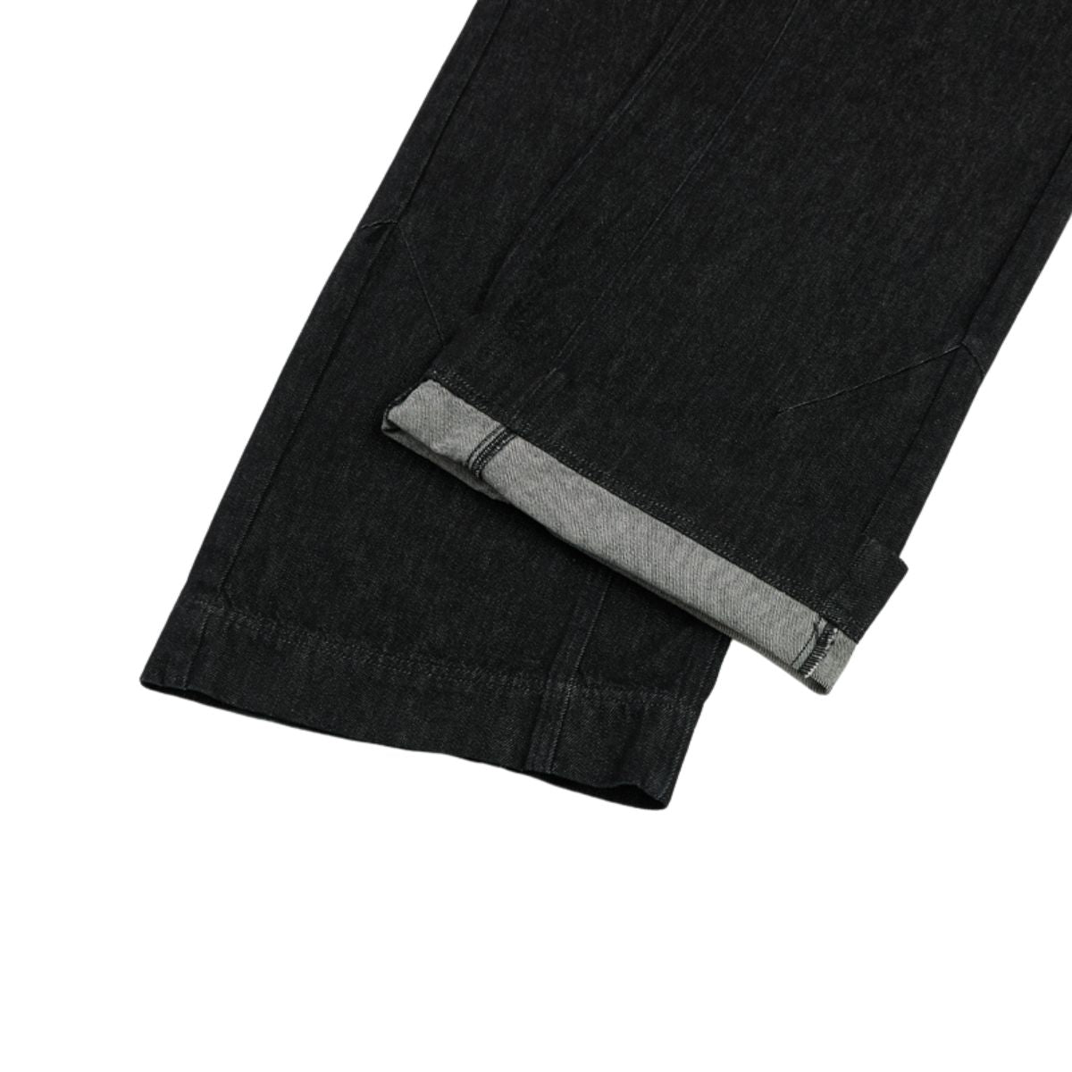 Two‑Tone Waistband Black Wide‑Leg Denim Jeans