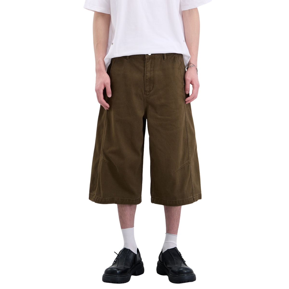 Vintage Washed Cleanfit Straight Cut Wide Leg Denim Shorts