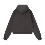 French Terry Washed Distressed Double‑Zip Hoodie