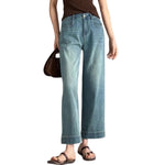 Risen Jeans Straight-Leg Washed Ankle Jeans