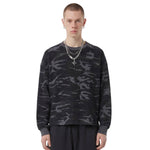 Men's Camouflage Waffle Crew Neck Loose Fit Tee Shirt