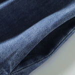 Vestido camisero vaquero de manga corta con patchwork