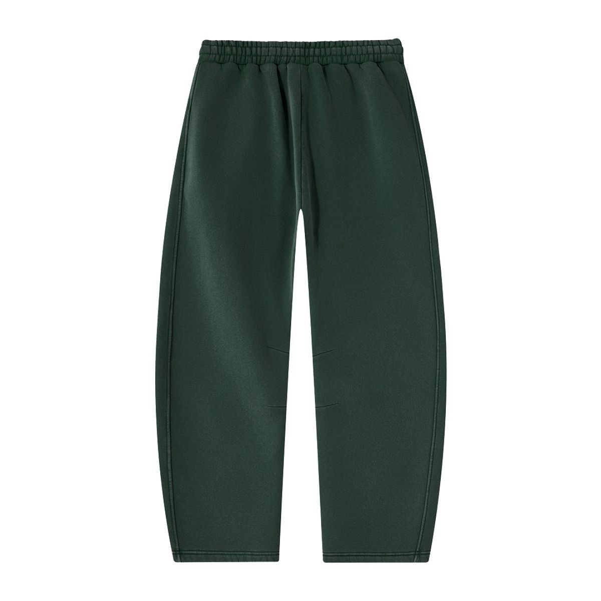 Vintage Washed Fleece‑Lined Elastic Waist Curved Leg Pants