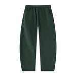 Vintage Washed Fleece‑Lined Elastic Waist Curved Leg Pants