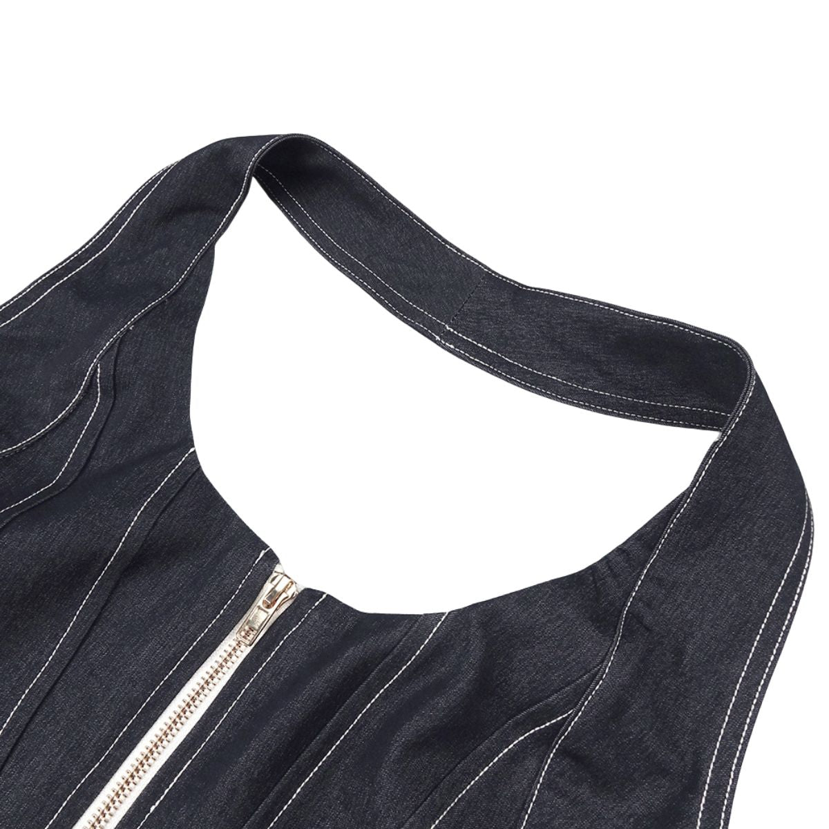 Falda vaquera con bordado de perlas y lavado vintage