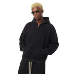 Washed Raw Edge Double Slider Zip Hoodie