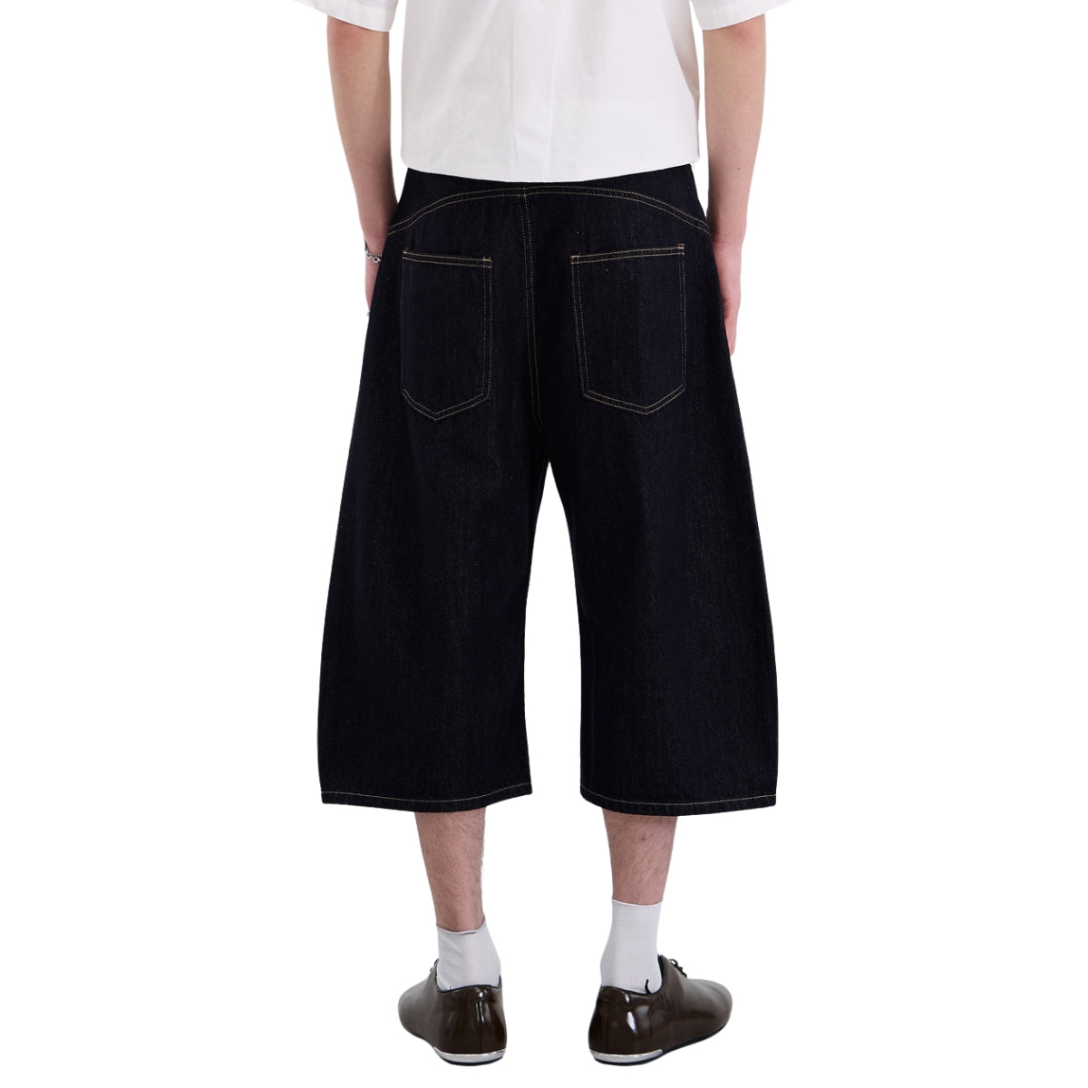 Patchwork Wide-Leg Cropped Denim Jeans