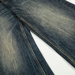Whisker Fade Vintage High-Street Loose Blue Jeans