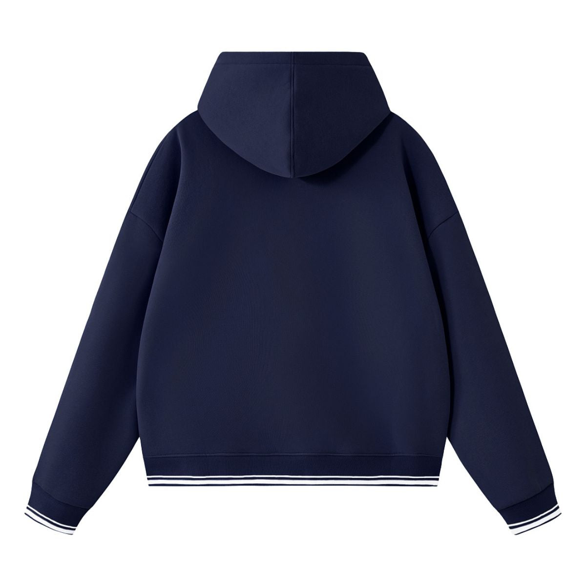 Color‑Block Ribbed Loose Warm Hoodie