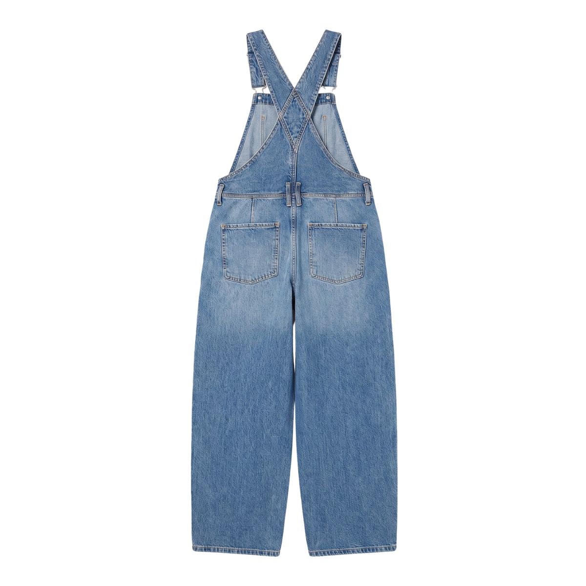 Women's Loose Fit Adjustable Strap Cargo Denim Bib Overalls