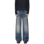 Vintage Splash Paint Washed Whisker Denim Pants