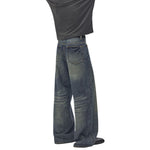 Loose Straight‑Leg Vintage Whiskered Jeans