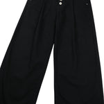 Button‑Fly Pleated Wide Leg Trousers