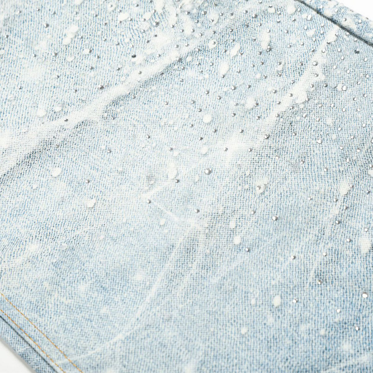 Rhinestone Lightning Bolt Vintage Wide Denim