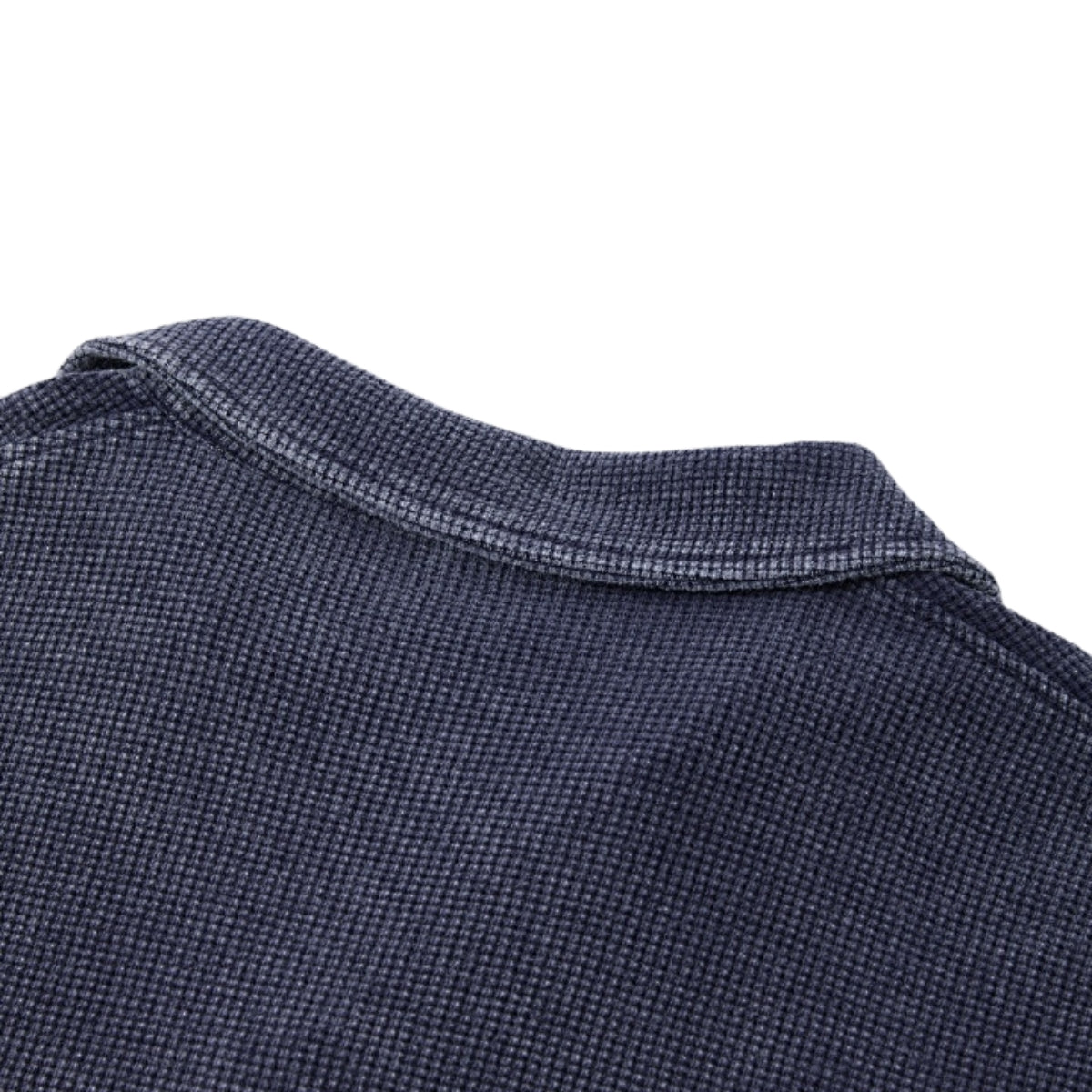 Retro Distressed Waffle Vintage Wash Polo T-Shirt