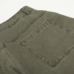 Olive Wide Leg Pants Star Cross Embroidery Details